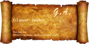 Glaser Andor névjegykártya